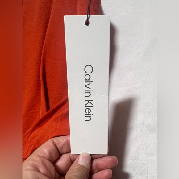 NWT Calvin Klein Sleeveless Jumpsuit in Vibrant Orange Wide Leg Office Formal - Picture 6 of 12